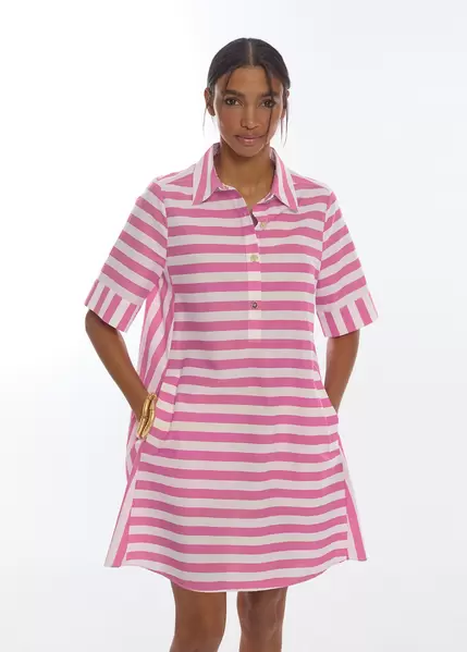 Short Striped Poplin Dress