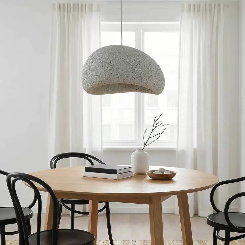 LÁMPARA DE TECHO 1 LUZ E27 40CM GRIS EFECTO PIEDRA DIONE