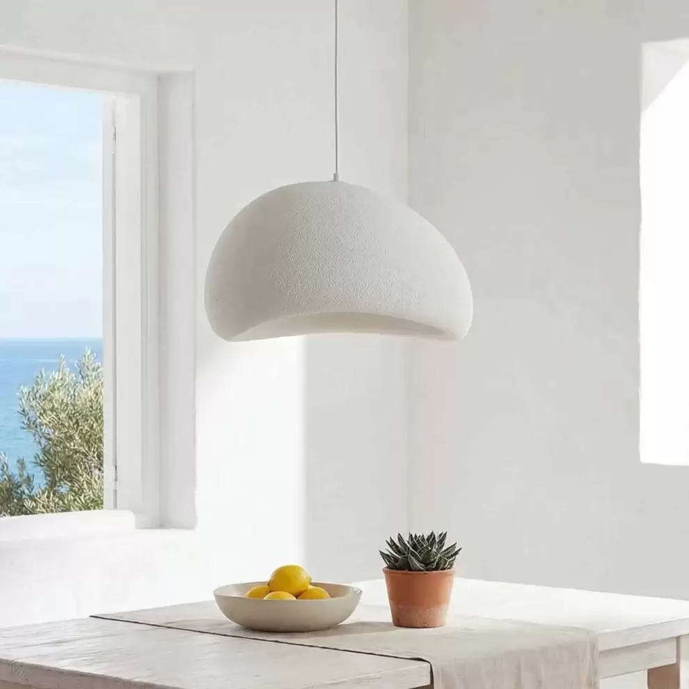 LÁMPARA DE TECHO 1 LUZ E27 50CM BLANCA ESTILO PIEDRA VANIA