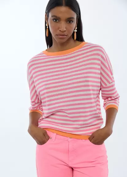 Bicolor Striped Jersey with French Sleeves