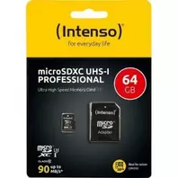 MEMORIA MicroSD UHS-I INTENSO PROFESIONAL 64GB CL10 LECTURA: 90MB/s ESCRITURA: 10MB/s