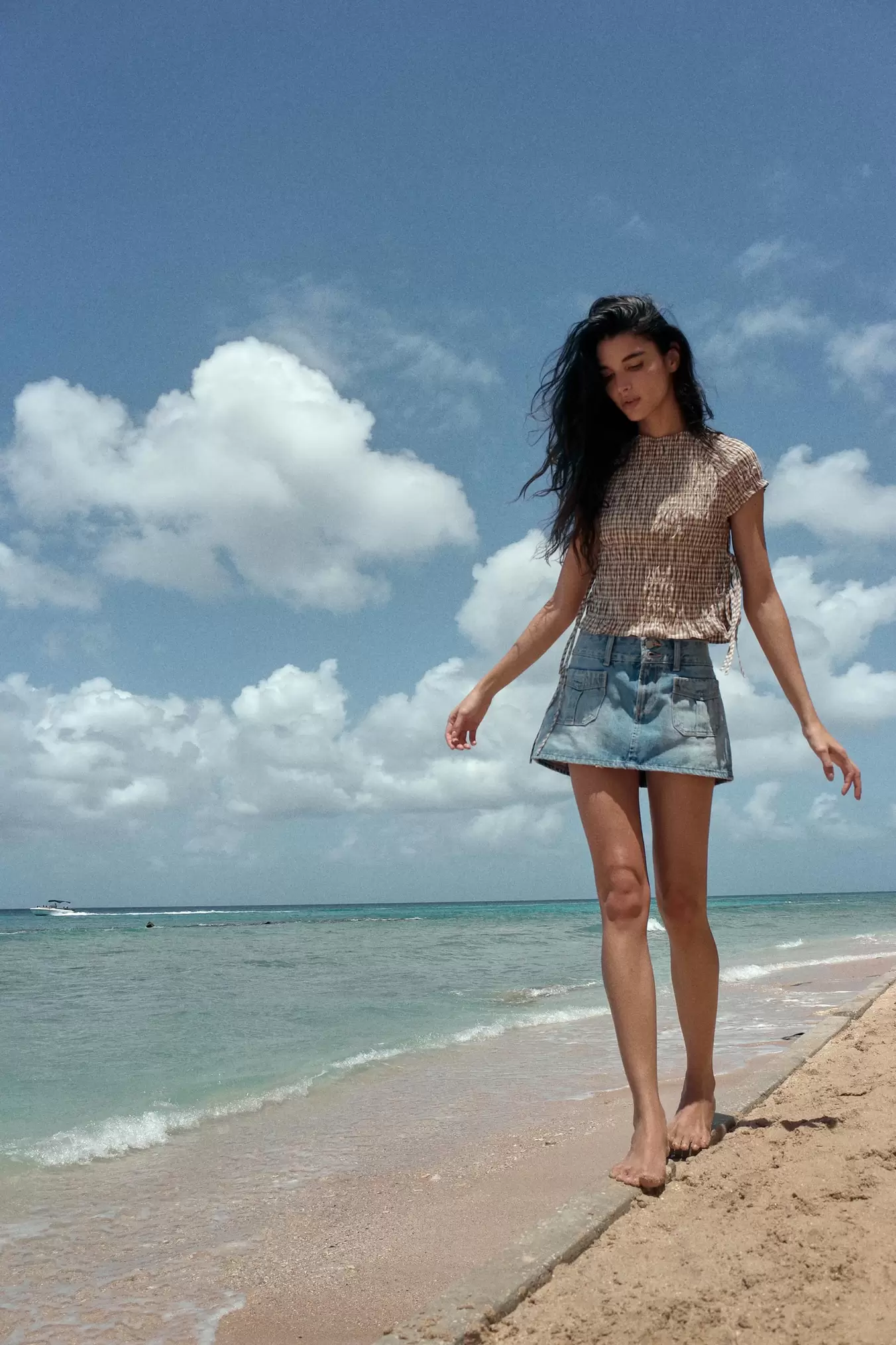 TOP POPELIN FRUNCES CUADROS