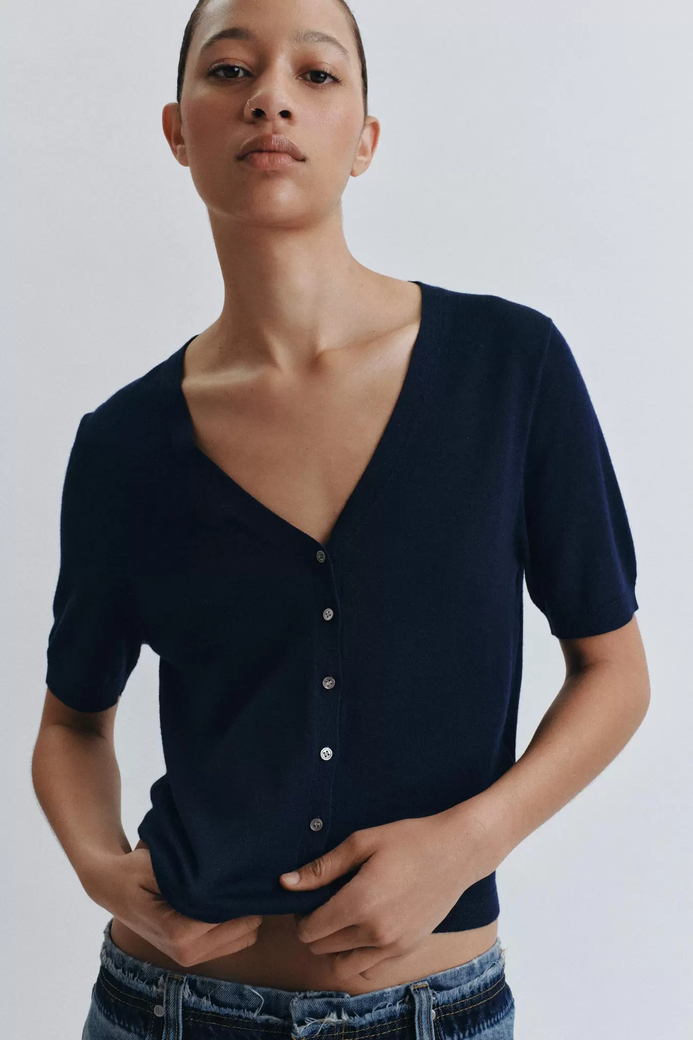 CHAQUETA 100% LANA EXTRAFINA MANGA CORTA