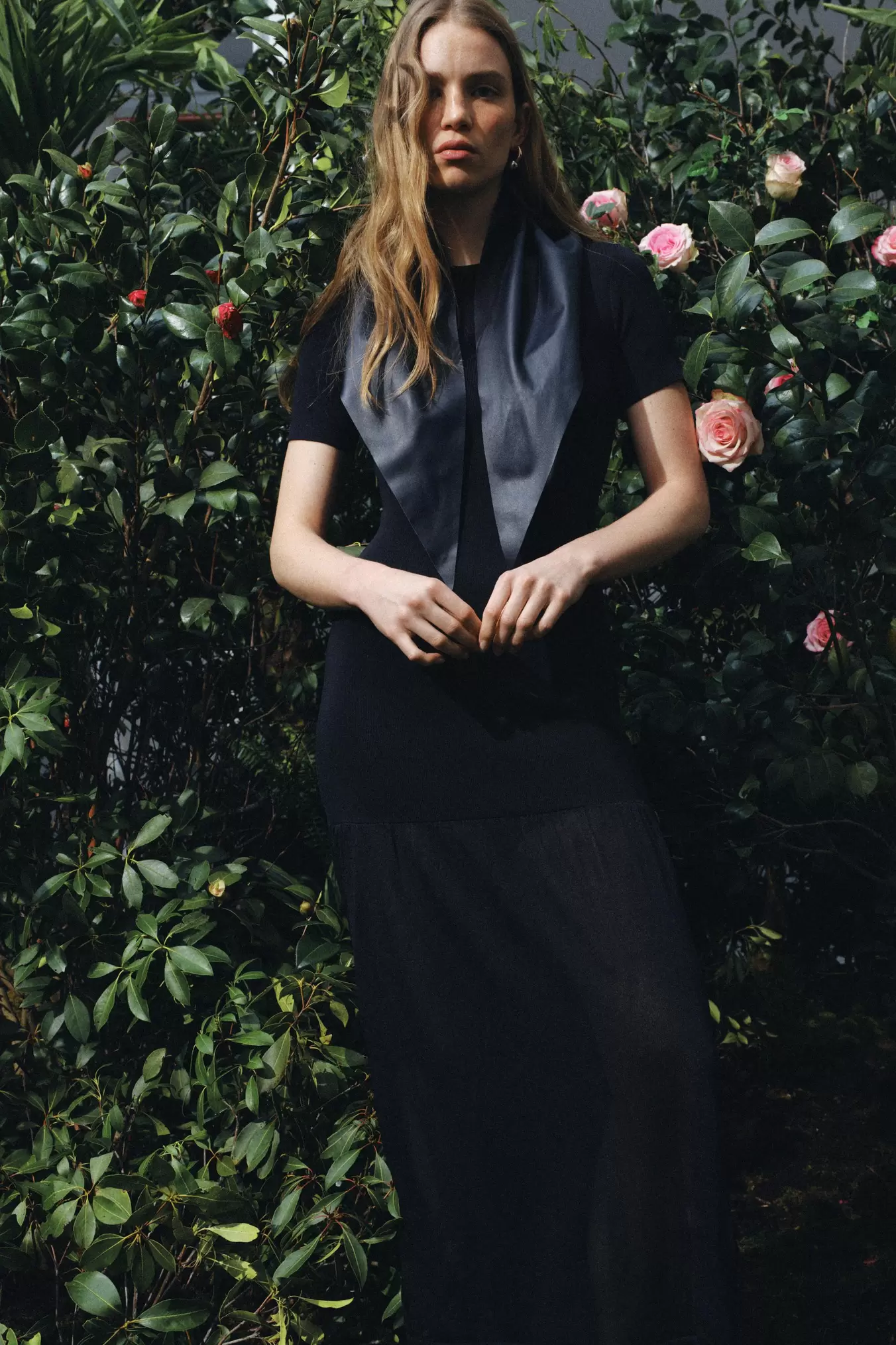 VESTIDO LARGO PUNTO COMBINADO