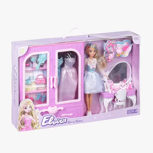 PLAY TOYZ MUÑECA ELVIRA - RINCÓN FASHION CON ARMARIO Y...
