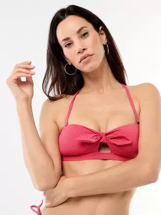 Bañador bandeau con estampado vichy