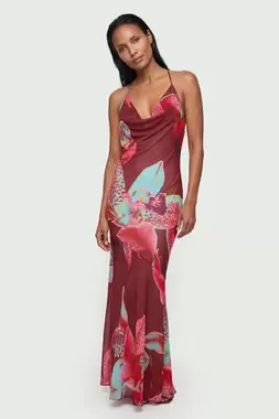 Beach Viscose Georgette Photographic Floral Beach Slip Dress