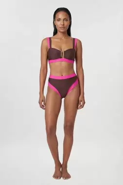 Contrast Trim High Cut Bikini Bottom