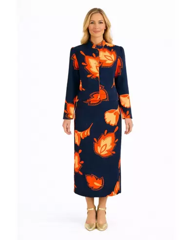 FALDA LAPIZ MARINO FLORES NARANJA