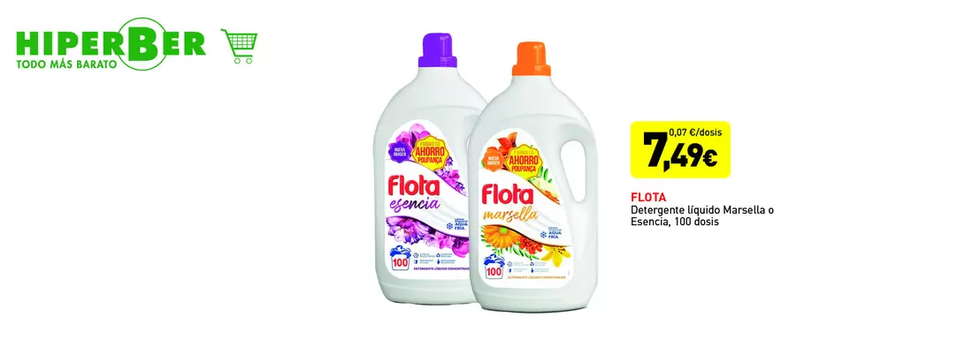 Detergente Líquido Flota Marsella o Esencia 100 dosis