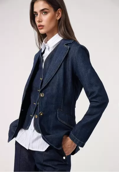 Blazer denim.Traje AZUL
