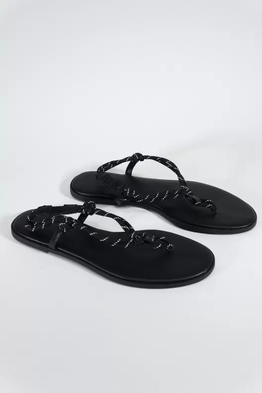 Braided Strap Faux Leather Flip-Flops