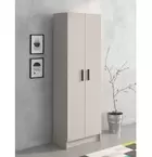 Mueble Multiusos Armario Auxiliar Color Beige – 2 Puertas, 4 Baldas, Práctico...