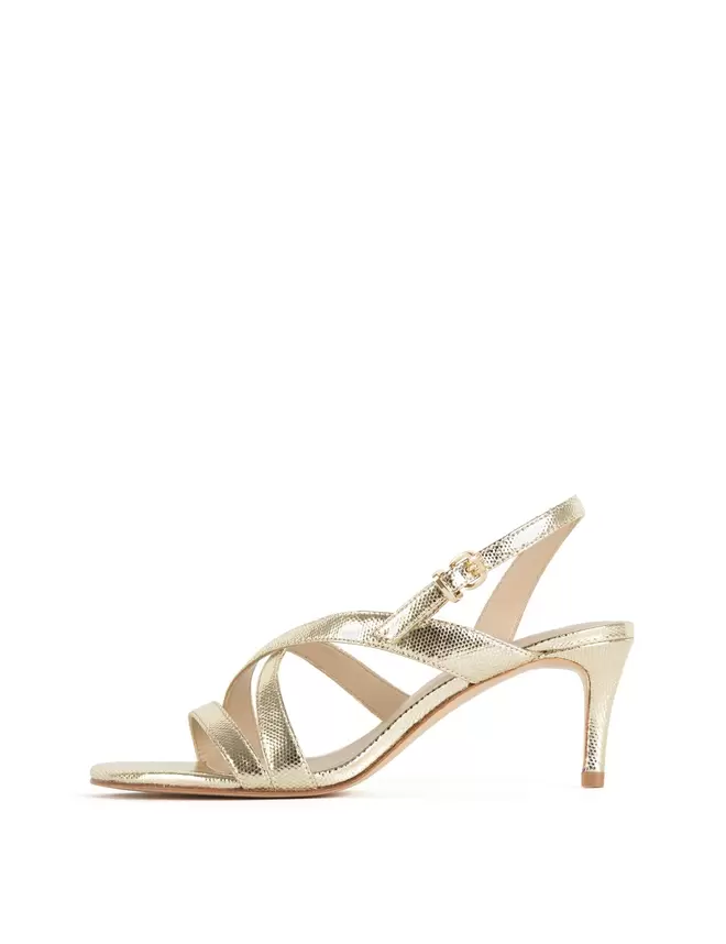 JANIS Piel grabada lagarto platino