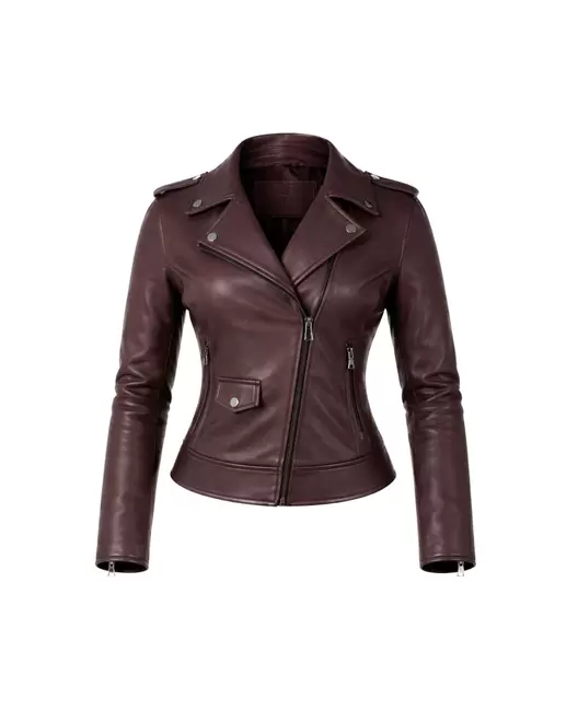 Cazadora de piel con cierre...