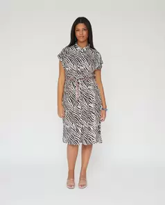 Vestido Camisero Estampado Cebra Marrón