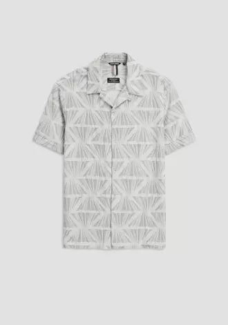 "HONOLULU" RELAXED FIT SHIRT IN JACQUARD COTTON WITH LOGO BADGE