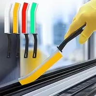 Crevice Cleaning Brush Set of 4 9x0.8 Inch for Window Kitchen Use Household Cleaning Brushes with Daily Cleaning Handle (Multicolor)