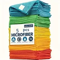 5 Pack Microfiber Cleaning Cloth, Multi-Purpose Absorbent Towels for Kitchen, Bathroom, Glass and Furniture, Streak Free and Lint Free (Assorted Colors)