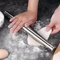 Stainless Steel Rolling Pin, Home Kitchen Baking Tool for Rolling Skin of Meatballs, Pizza, Pastry, Cookies (10 inch)