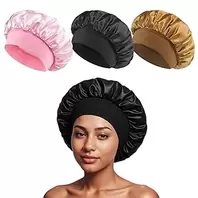 1 Set Silk Bonnet for Sleeping, Satin Wrap for Curly/Natural Hair with Soft Elastic Band, Soft Night Cap (Pink)