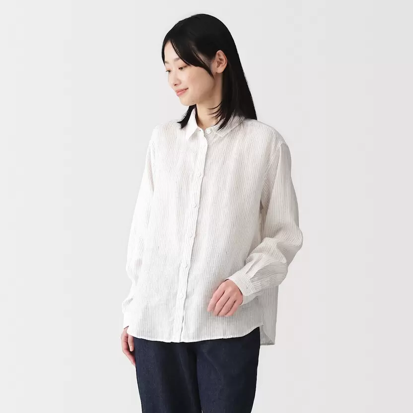 Camisa de lino lavado para mujer