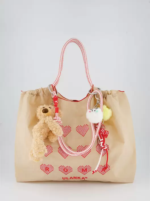 Matty's embroidered nylon tote bag with charms