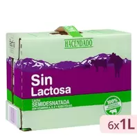 Leche semidesnatada sin lactosa Hacendado