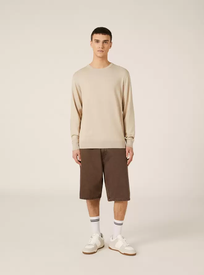 Jersey de cuello redondo en viscosa sostenible Ecovero