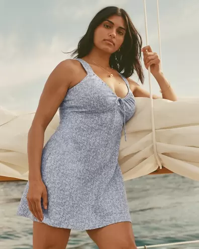 Bra-Free Tie-Front Linen-Blend Mini Dress