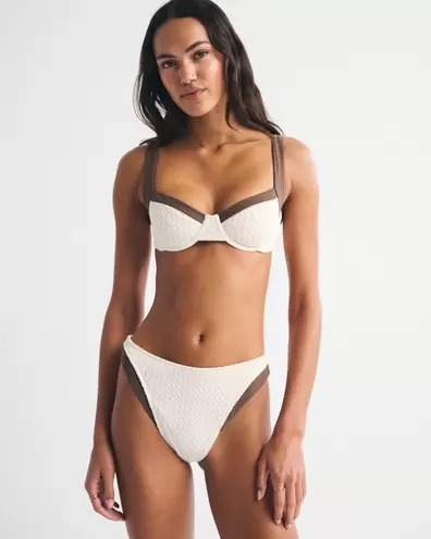 Crochet-Style Mid Rise High-Leg Moderate Bottom