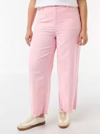 Vaquero de pierna ancha y tiro alto con bolsillos de parche delanteros y traseros