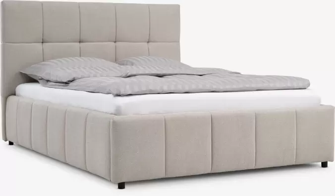 VEMMELEVEstructura de cama VEMMELEV con almacenaje 135x190 tela beis