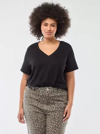 Camiseta básica de manga corta y cuello en pico