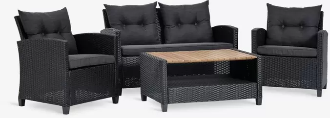 VENConjunto muebles jardín VEN 4 plazas negro