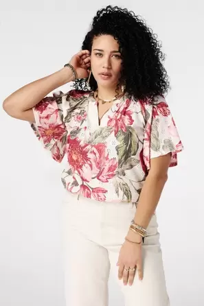 Top de encaje con estampado