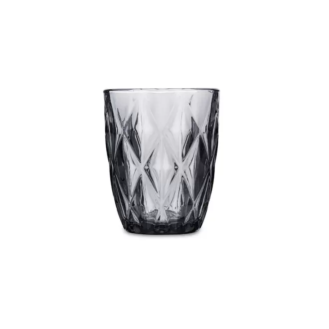 Vaso bajo 28cl vidrio relieve gris Maia