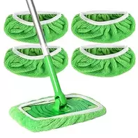 4 Pack Reusable Washable Microfiber Floor Cleaning Pads Wet Dry Floor Cleaning Pads Fits Most Standard Mops, Household Cleaning Pads (Green, 4)