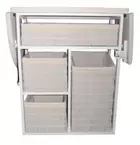 Mueble de plancha Lisboa color blanco con 4 cajones de almacenamiento y ruedas