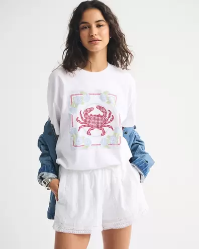 Oversized Coastal Crab Graphic Tee
