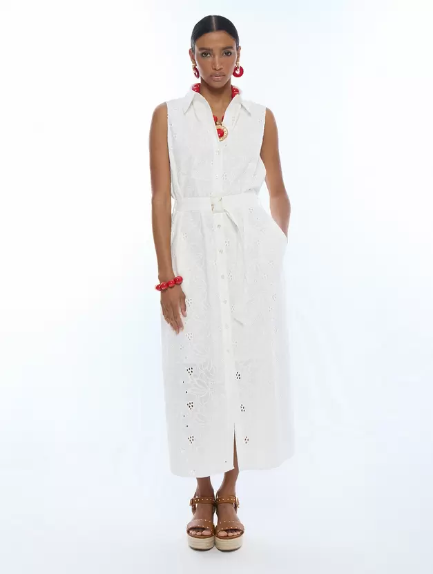 Shirt Collar Midi Dress with Belt