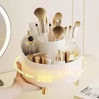 Makeup Brush Organizer, 360° Rotating Makeup Organizer, 6 Slots, Makeup Brushing & Skin Care Storage for Vanity, Desk, Bathroom, Color