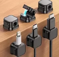Spring Loaded Cable Storage Clips - 6 Pack Desk Cable Management Clips, Charging Cable Holder for Mobile Phone Nightstand, Office Accessories