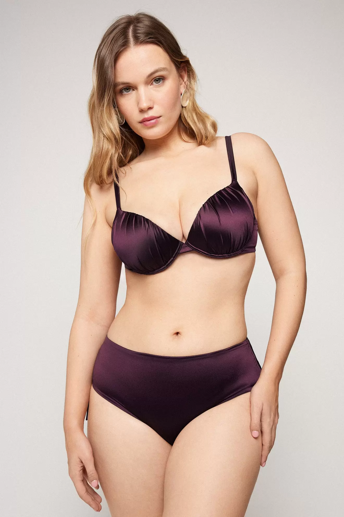 Bikini Push-Up Relleno Ligero Shiny Glam Burdeos