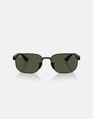 Ray-Ban - Gafas de sol negras irregulares con lentes verdes de la colección Scuderia Ferrari RB8329M