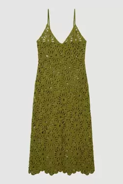 Floral Crochet Woven Beach Maxi Dress