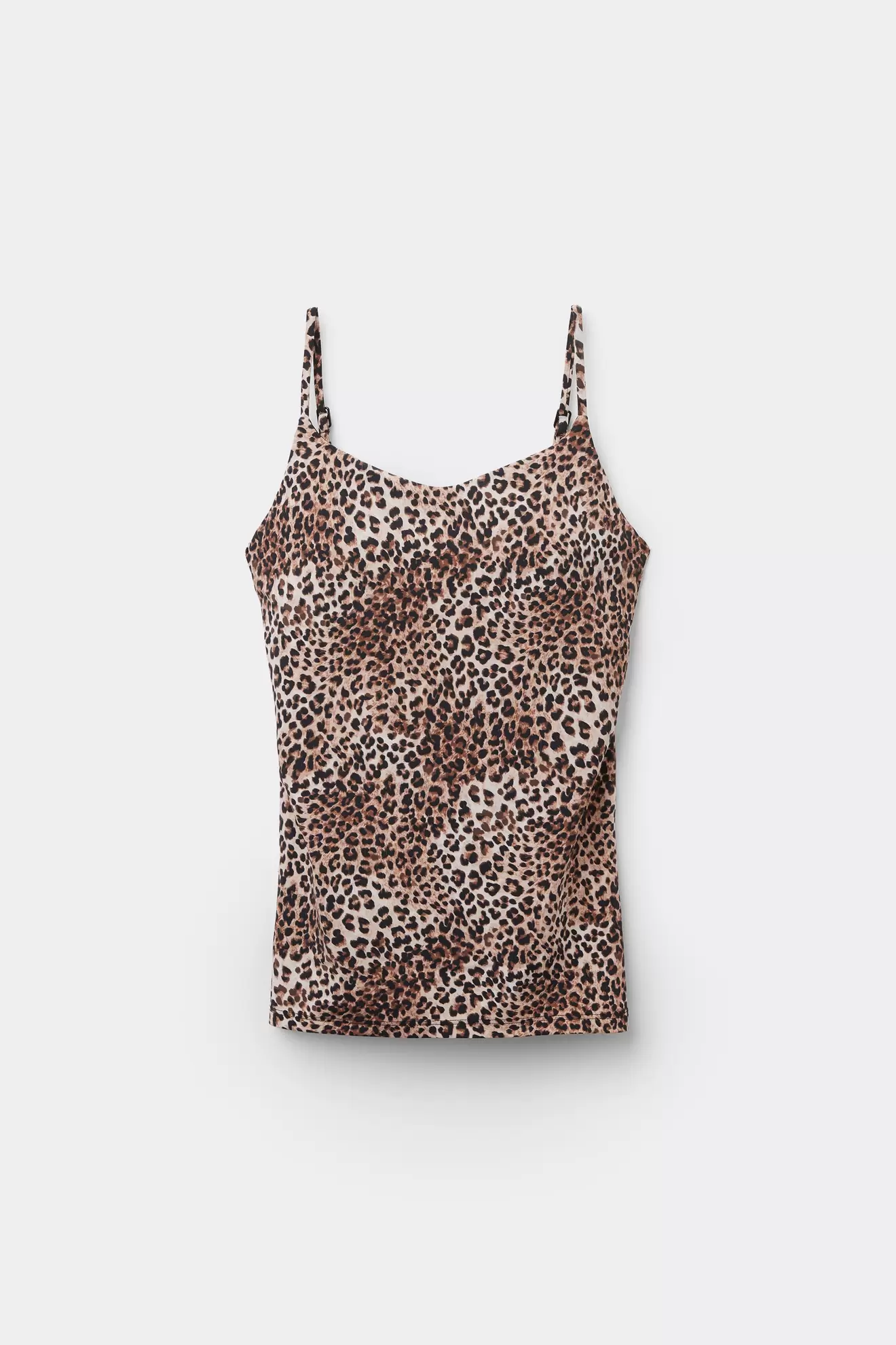 Camiseta de Tirantes Finos con Sujetador y Estampado Natural Lifting 2 en 1