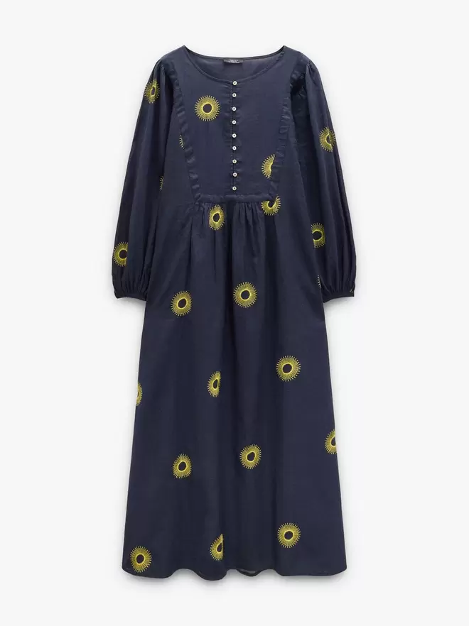Vestido midi con bordados 100% algodón