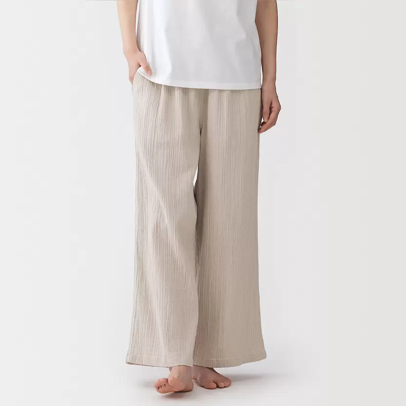 Pantalón de descanso de gasa crêpe para mujer