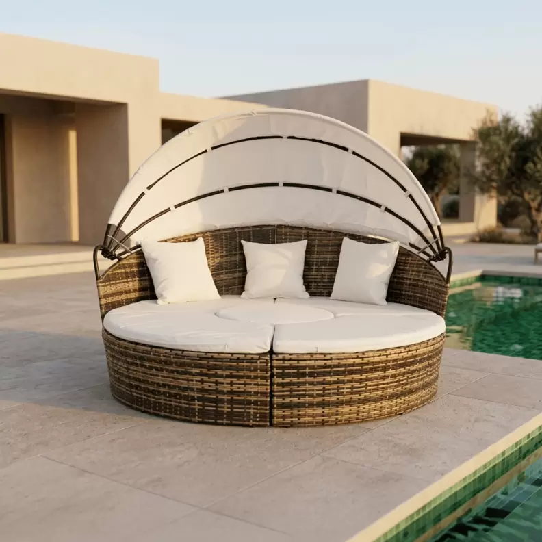 Cama de Exterior en Ratán SIESTA | Ø175×145 cm